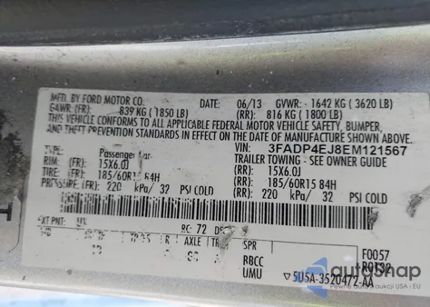 2014 Ford Fiesta Se z USA, uszkodzony, nr VIN 3FADP4EJ8EM121567